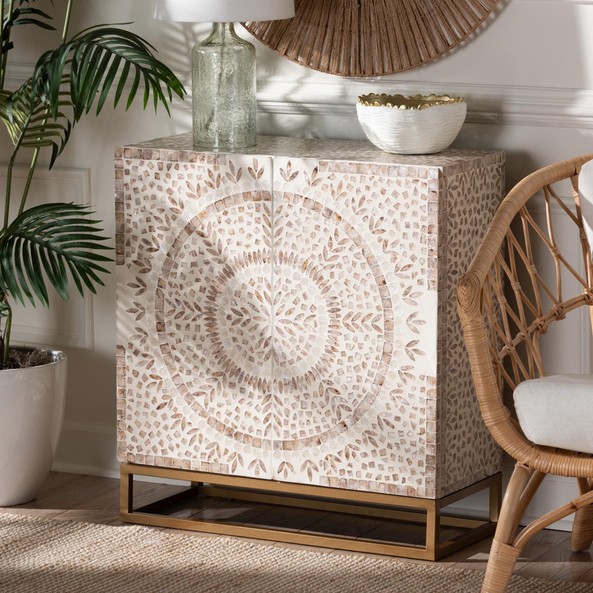 Modern European furniture - Floral Mother Of Pearl Cabinet - www.oroa.com