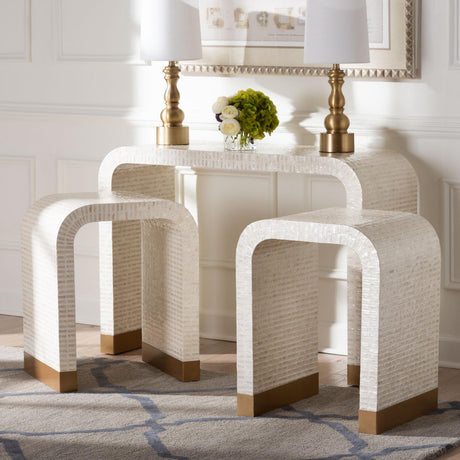 Modern European furniture - White Capiz Shell Accent Tables 3 - www.oroa.com