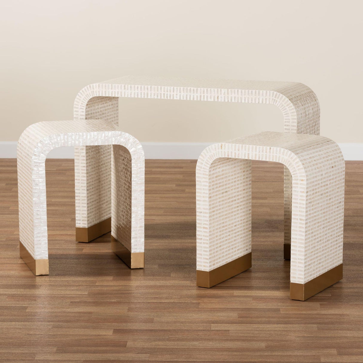 Modern European furniture - White Capiz Shell Accent Tables 3 - www.oroa.com