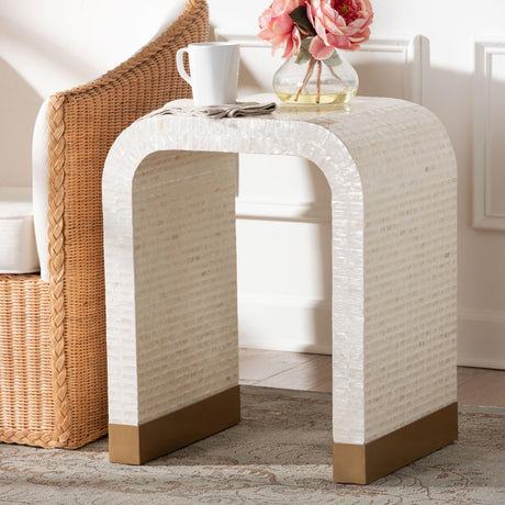 Modern European furniture - White Capiz Shell Side Table - www.oroa.com