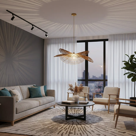 Modern European furniture - Woven Jute Floral Pendant Lamp - www.oroa.com