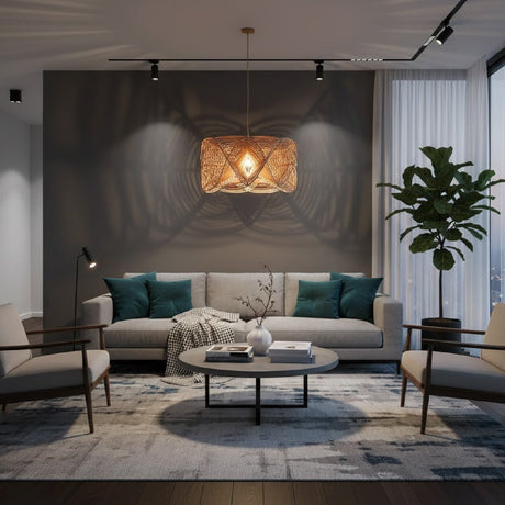 Modern European furniture - Geometrical 3D Rattan Pendant Lamp - www.oroa.com