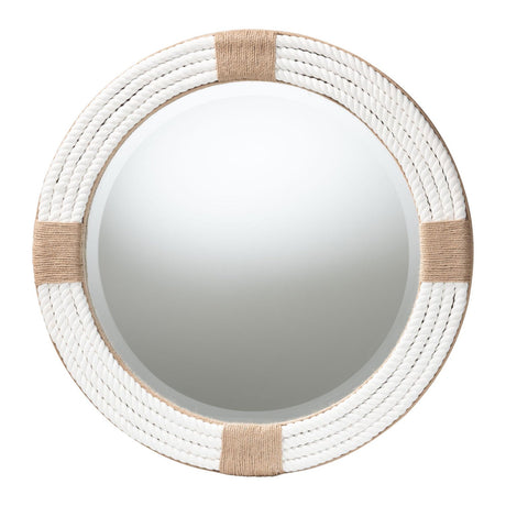 Modern European furniture - White Woven Round Mirror - www.oroa.com