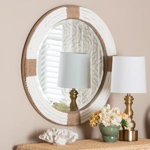 Modern European furniture - White Woven Round Mirror - www.oroa.com