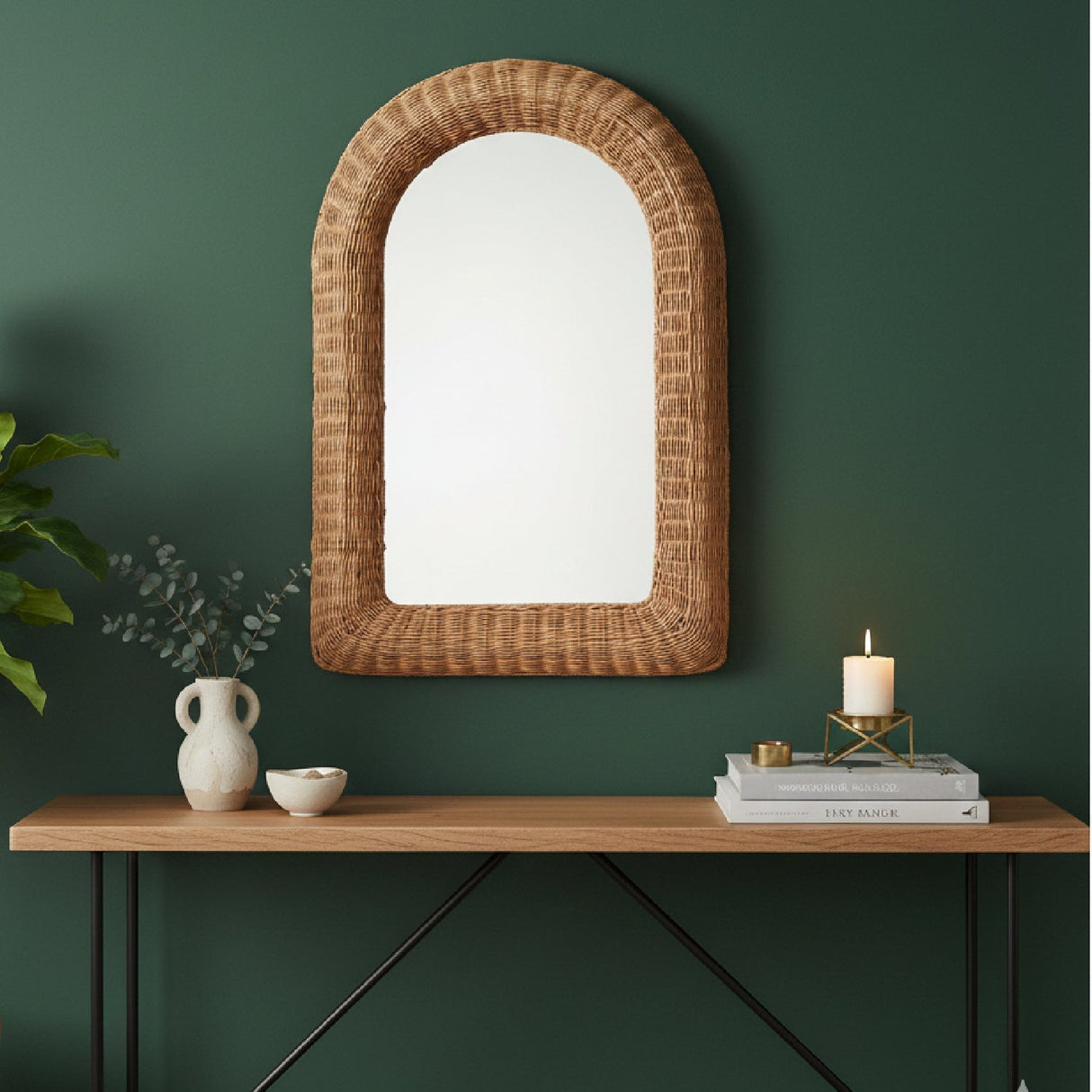 Modern European furniture - Arched Wicker Wall Mirror - www.oroa.com