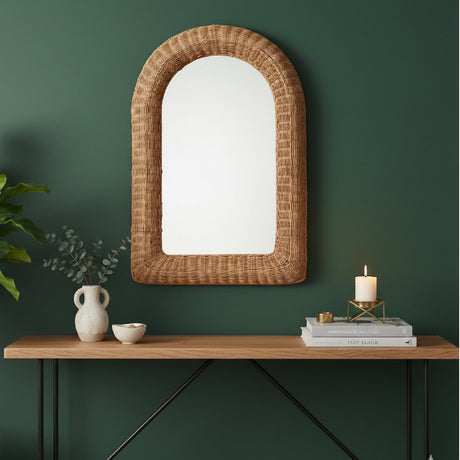 Modern European furniture - Arched Wicker Wall Mirror - www.oroa.com