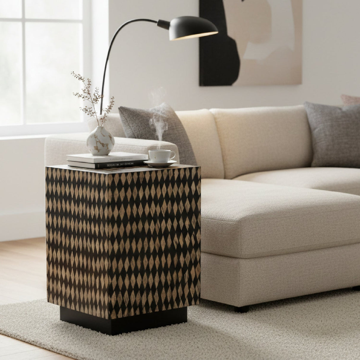 Diamond Pattern Bamboo End Table | Bali Loom Paulo | Oroa.com