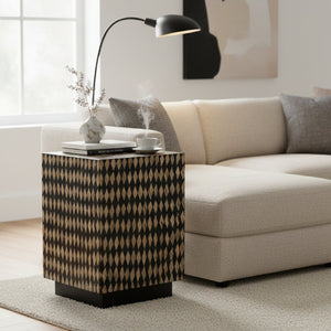 Diamond Pattern Bamboo End Table | Bali Loom Paulo | Oroa.com