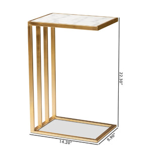 Gold C Shaped Marble End Table | Bali Loom Parkin | Oroa.com
