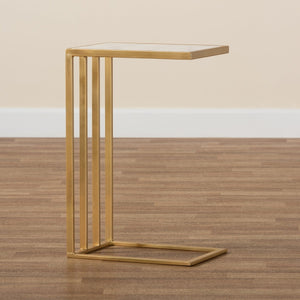 Gold C Shaped Marble End Table | Bali Loom Parkin | Oroa.com