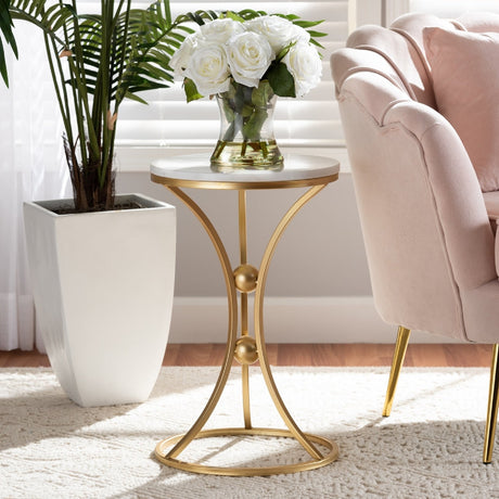 Gold Concave Marble End Table | Bali Loom Tarmon | Oroa.com