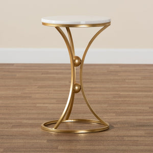 Gold Concave Marble End Table | Bali Loom Tarmon | Oroa.com