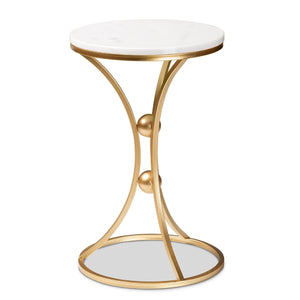 Gold Concave Marble End Table | Bali Loom Tarmon | Oroa.com