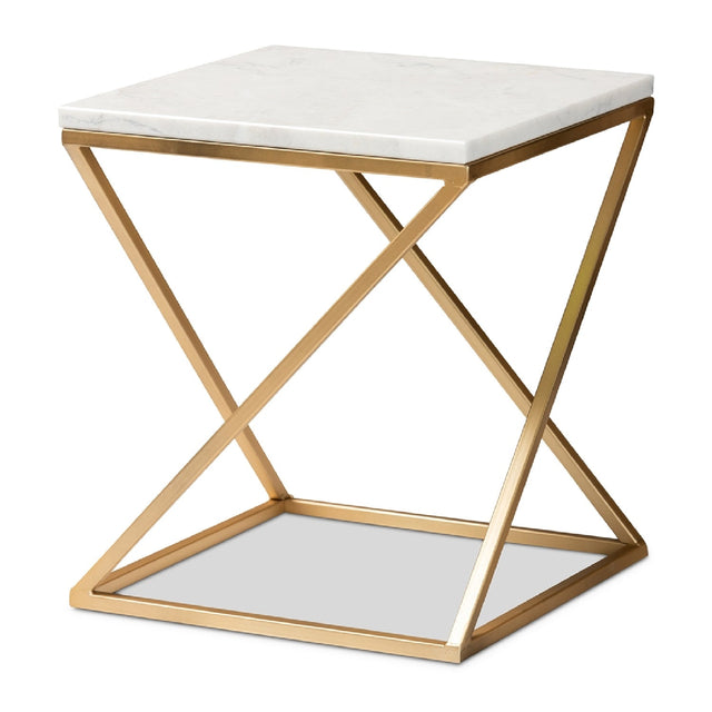 Gold Framed Marble End Table | Bali Loom Hadley | Oroa.com