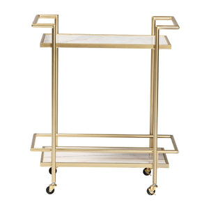 Gold-Framed Marble Wine Cart | Bali Loom Louise