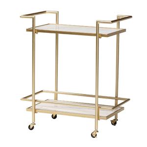 Gold-Framed Marble Wine Cart | Bali Loom Louise