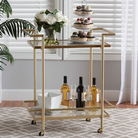 Gold-Framed Marble Wine Cart | Bali Loom Louise