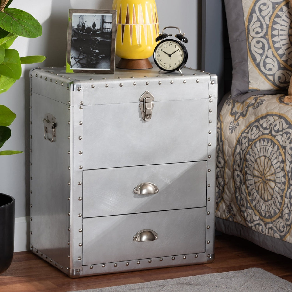 Silver Industrial Storage Cabinet | Bali Loom Serge | Oroa.com