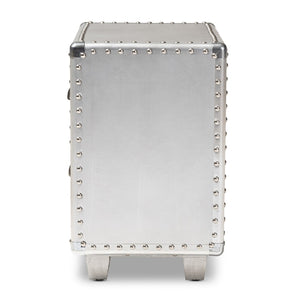 Silver Industrial 2 Drawer End Table | Bali Loom Davet | Oroa.com