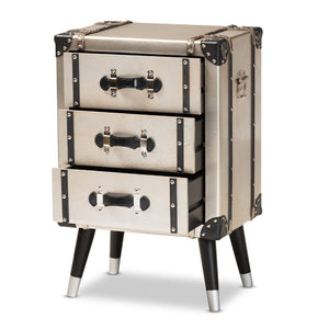 Silver Trunk Inspired Vintage End Table | Bali Loom Dilan | Oroa.com