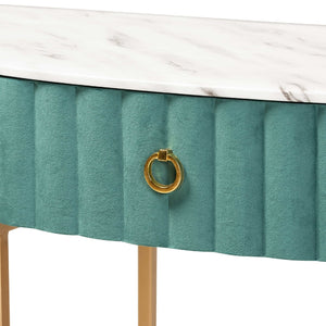 Green Velvet 1 Drawer Console Table | Bali Loom Beale | Oroa.com