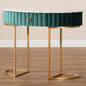 Green Velvet 1 Drawer Console Table | Bali Loom Beale | Oroa.com