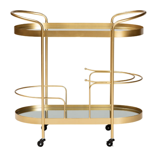 Modern European furniture - Brushed Gold Wine Bar Cart - www.oroa.com