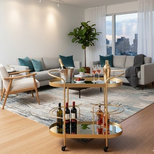 Modern European furniture - Brushed Gold Wine Bar Cart - www.oroa.com