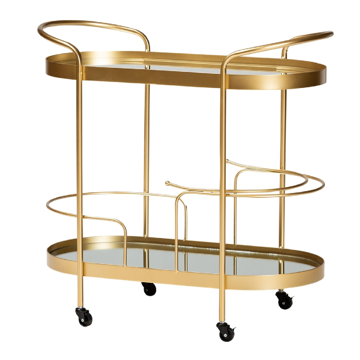 Modern European furniture - Brushed Gold Wine Bar Cart - www.oroa.com