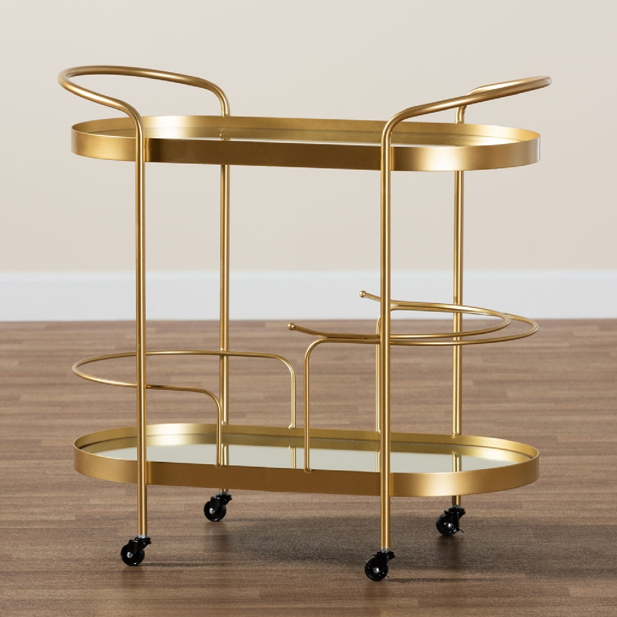 Modern European furniture - Brushed Gold Wine Bar Cart - www.oroa.com
