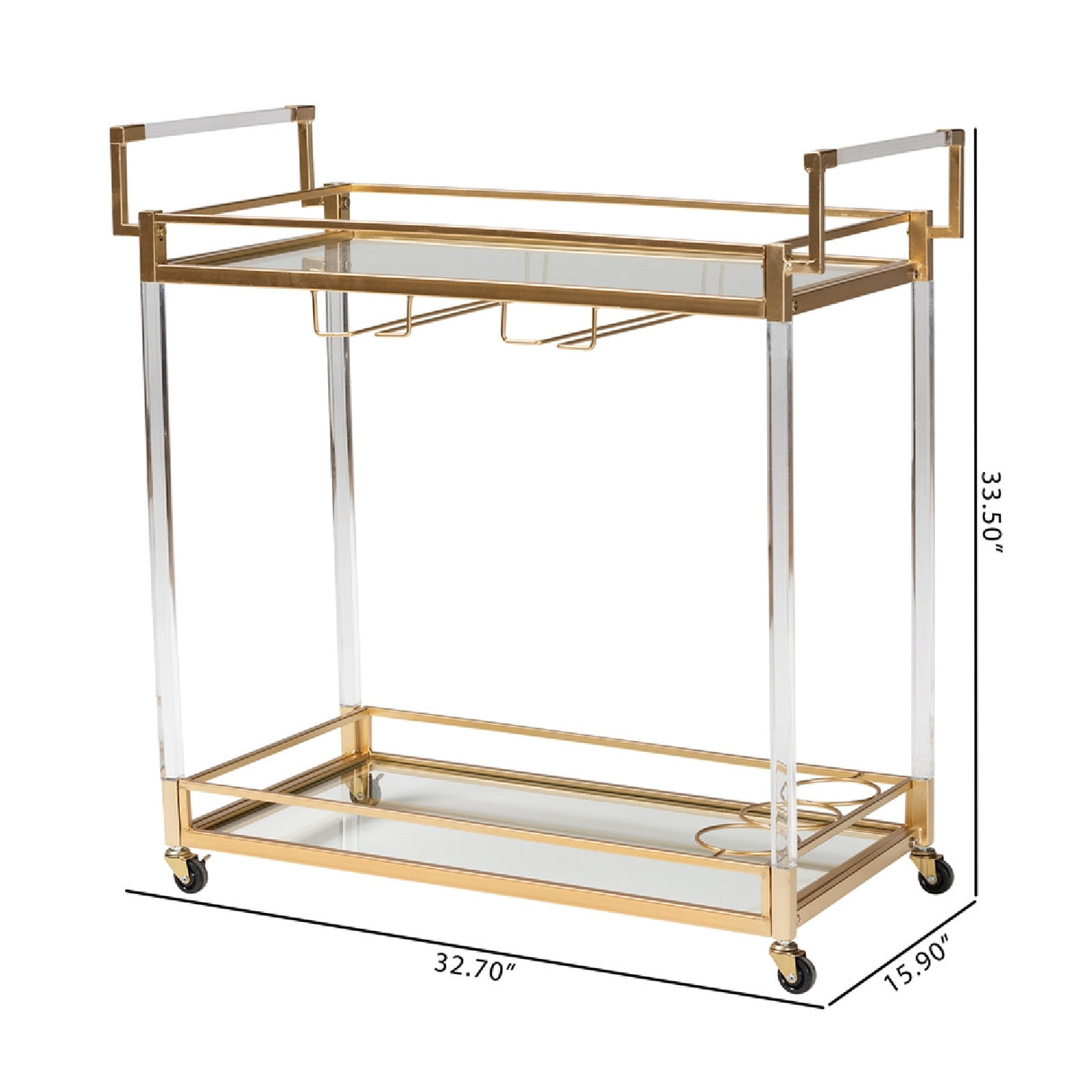 Modern European furniture - Gold & Glass Wine Cart  - www.oroa.com