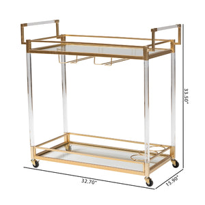 Modern European furniture - Gold & Glass Wine Cart  - www.oroa.com
