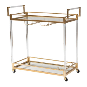 Modern European furniture - Gold & Glass Wine Cart  - www.oroa.com