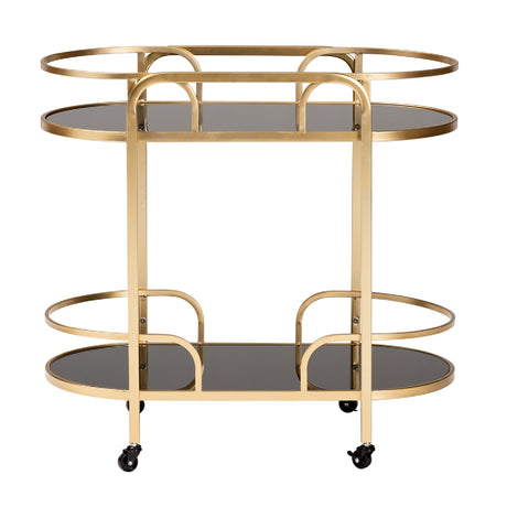 Gold 2-Tier Wine Cart | Bali Loom Leighton