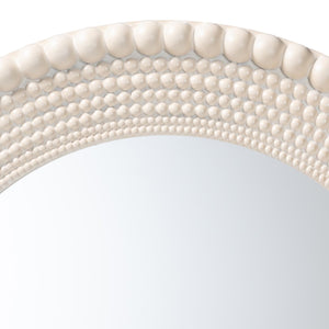 Modern European furniture - Round White Beaded Accent Mirror - www.oroa.com