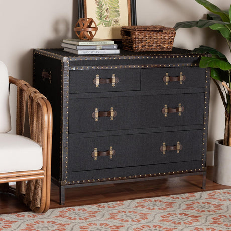 Vintage Black 4 Drawer Cabinet | Bali Loom Benton | Oroa.com