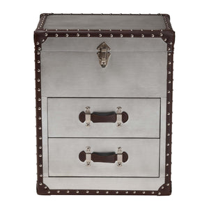   Modern European furniture - Vintage Silver 2 Drawer End Table - www.oroa.com | Oroa.com