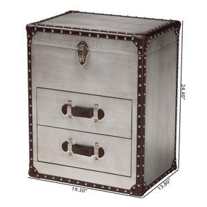   Modern European furniture - Vintage Silver 2 Drawer End Table - www.oroa.com | Oroa.com