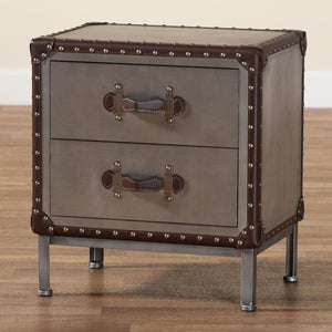 2 Drawer Silver Vintage End Table | Bali Loom Jacey | Oroa.com