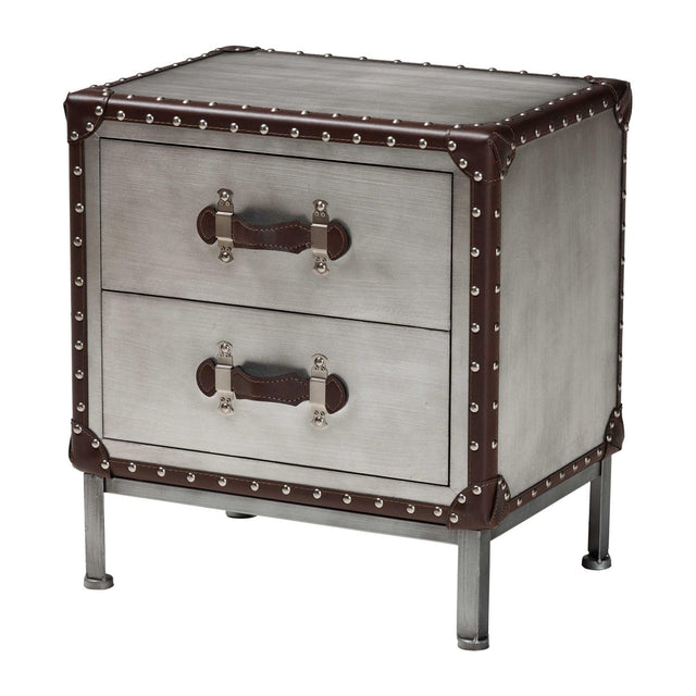 2 Drawer Silver Vintage End Table | Bali Loom Jacey | Oroa.com