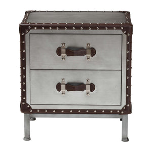 2 Drawer Silver Vintage End Table | Bali Loom Jacey | Oroa.com