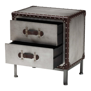2 Drawer Silver Vintage End Table | Bali Loom Jacey | Oroa.com