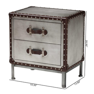 2 Drawer Silver Vintage End Table | Bali Loom Jacey | Oroa.com