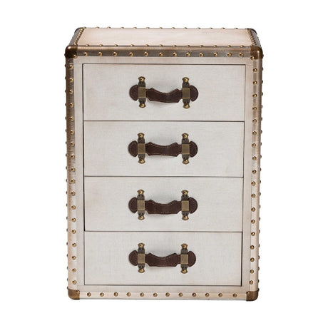 Vintage Metal 4 Drawer End Table | Bali Loom Jaelyn | Oroa.com