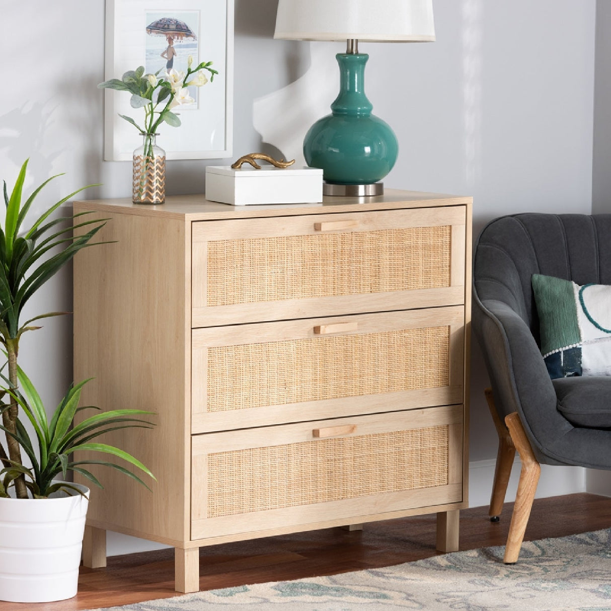 3 Drawer Rattan Storage Cabinet | Bali Loom Sebille | Oroa.com