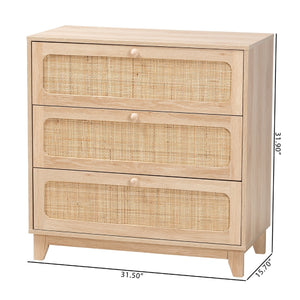 Oak Japandi 3 Drawer Cabinet | Bali Loom Elsbeth | Oroa.com