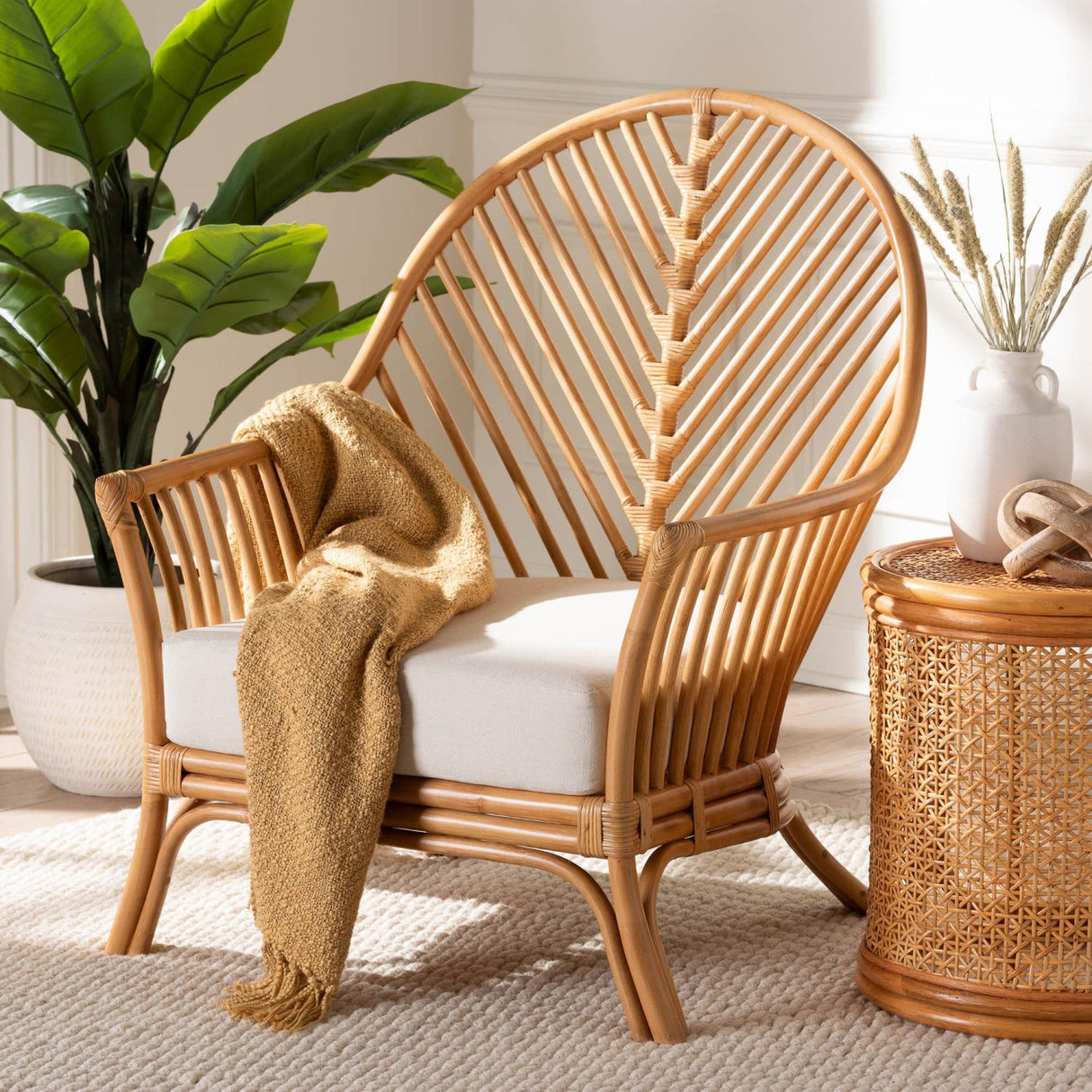 Modern European furniture - Flared Arm Rattan Accent Chair - www.oroa.com