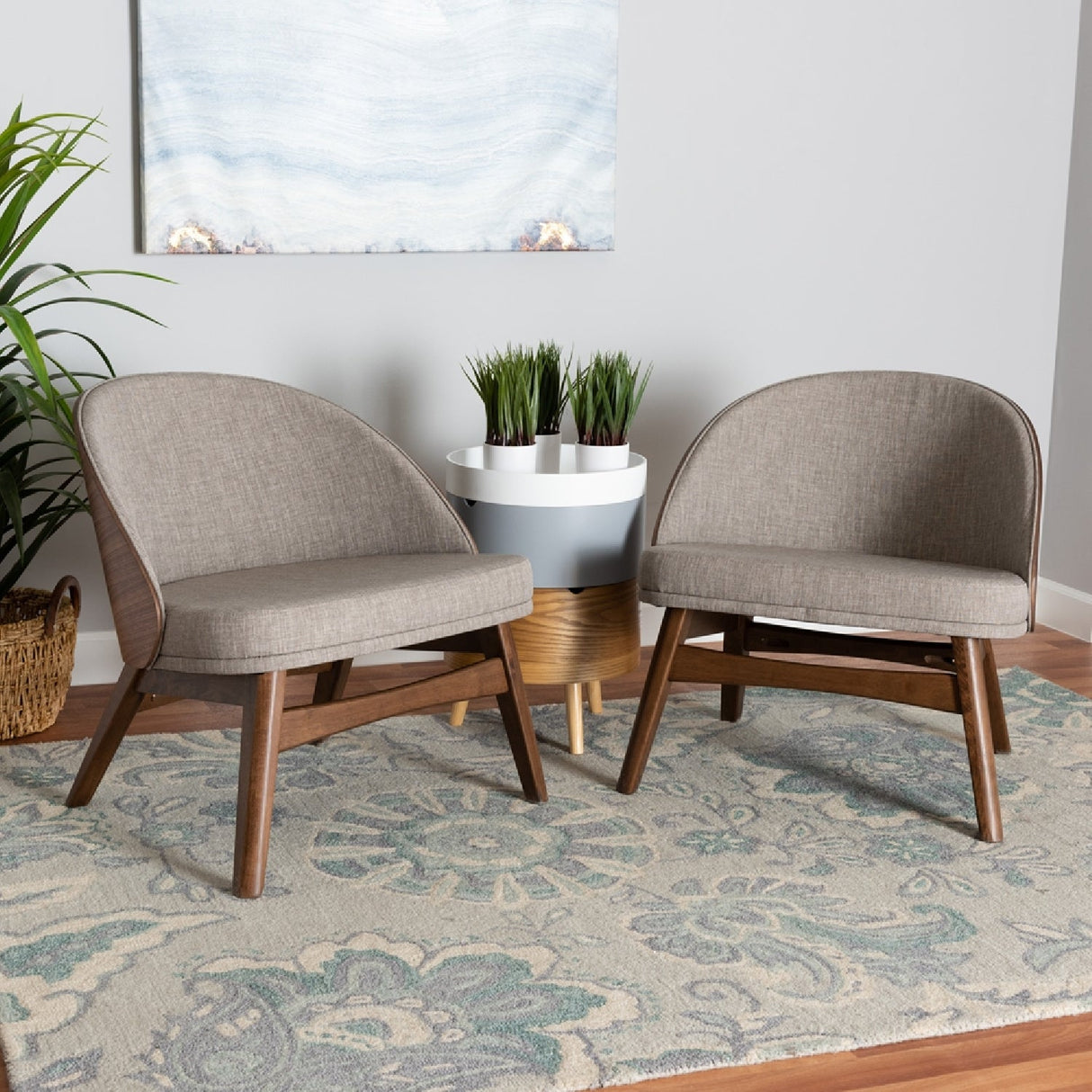 Modern European furniture - Walnut Framed Curved Accent Chairs 2 - www.oroa.com