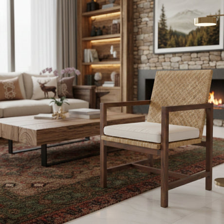 Modern European furniture - Acacia Framed Rattan Lounge Chair - www.oroa.com