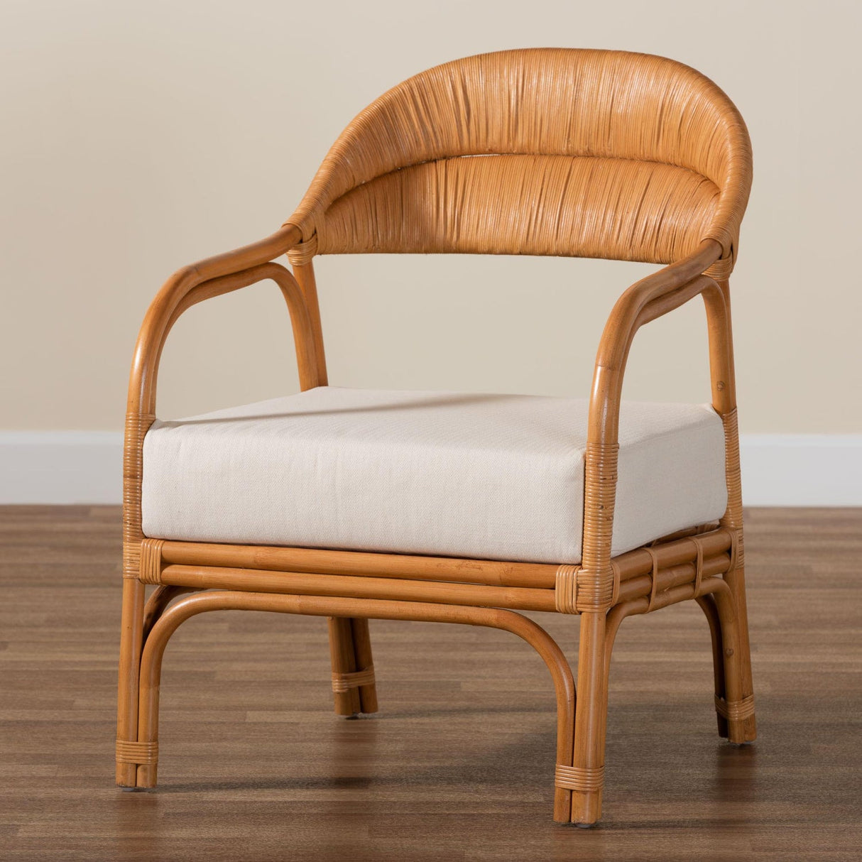 Modern European furniture - Cushioned Seat Rattan Accent Chair - www.oroa.com